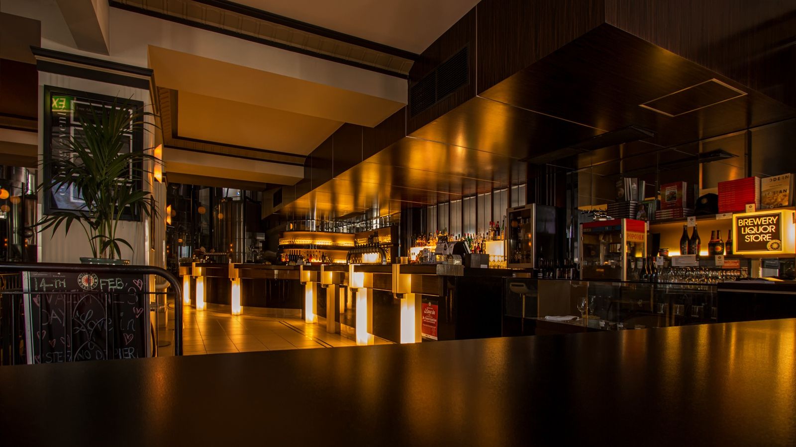 The dark counter at night
